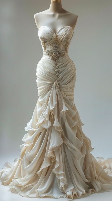 Mermaid Strapless Beautiful Wedding Dress Long Formal Dresses cg25360