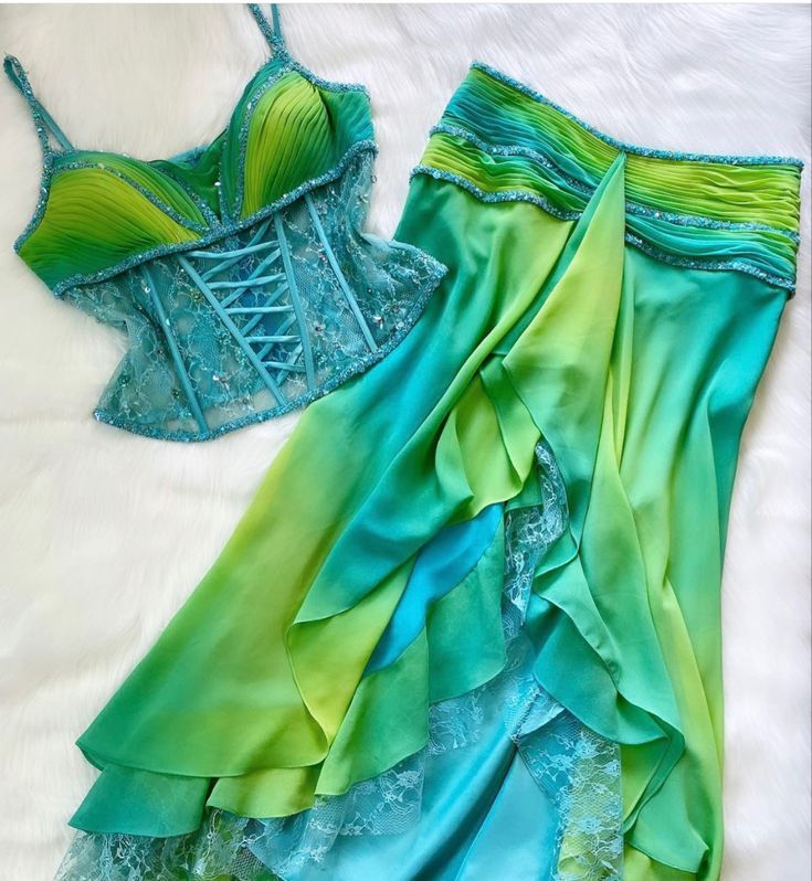 Two Piece Prom Dresses, Unique Ombre Evening Dresses cg25266