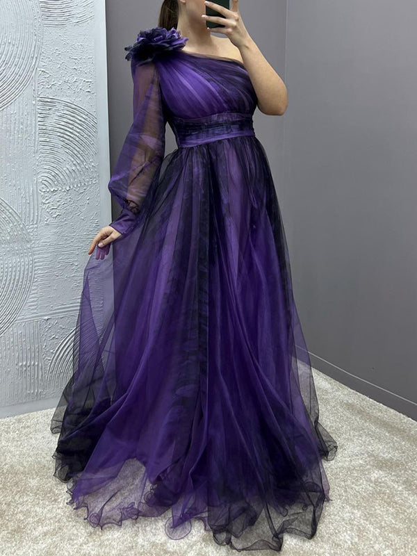 Off-shoulder Mesh Maxi Dress