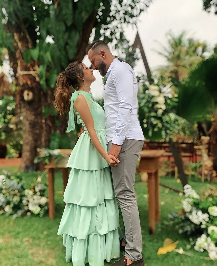 Straps Green Formal Gown, A Line Long Prom Dress fg6585