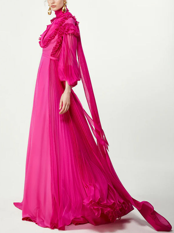 Solid Color Chiffon Maxi Dress