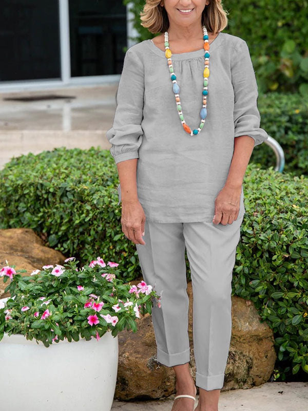 Pleated Cotton Linen Comfort Women's Suit