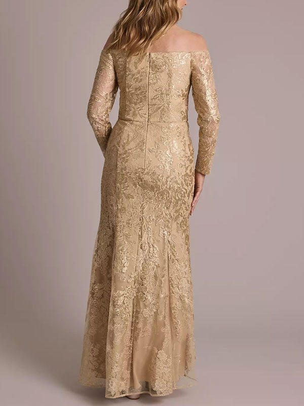 Long-Sleeve Off-the-Shoulder Mermaid Dress