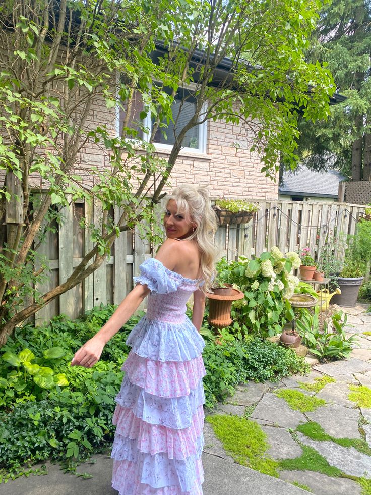 Blue Purple Vintage Elegant Floral Long Chiffon Ball Gown Evening Dress Party Dress gh3329