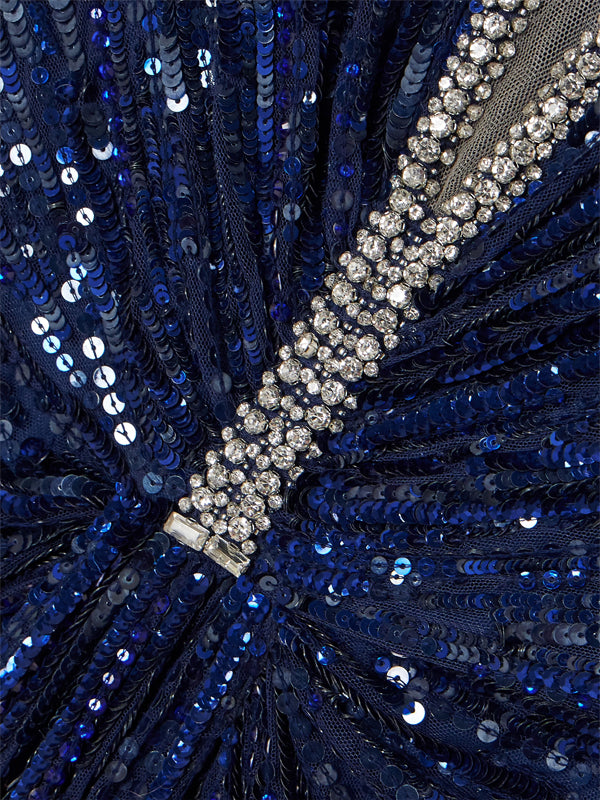 V-neck Sequins Maxi Dress