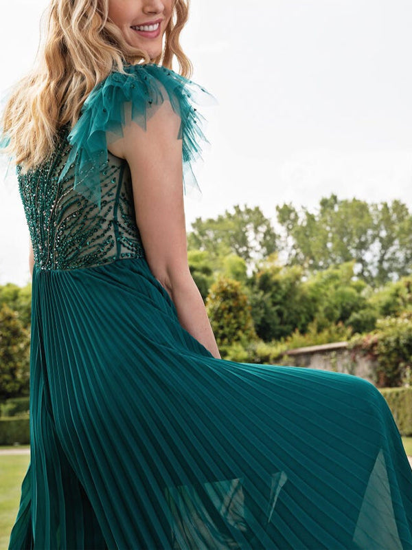 V-Neck Sequined Solid Color Jumpsuit