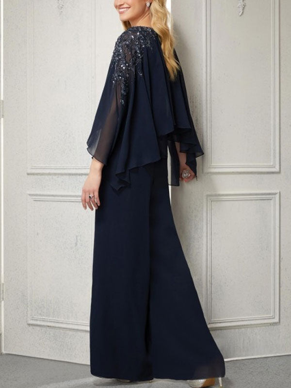 Elegant chiffon lace simple ladies suit