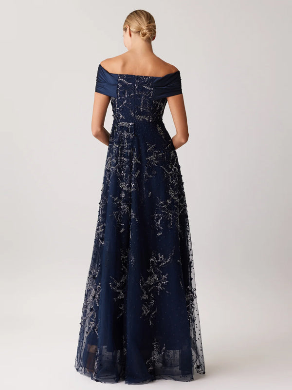 Tube Top Mesh Sequins Maxi Dress