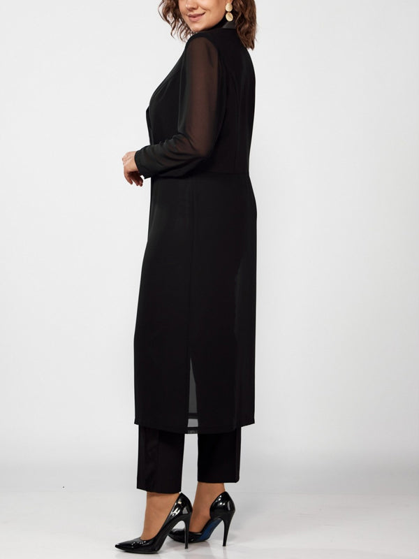 Solid Color Top And Pants Suit