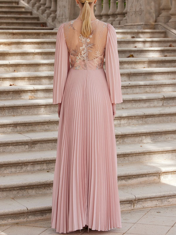 Pleated Elegant Embroidered Dress