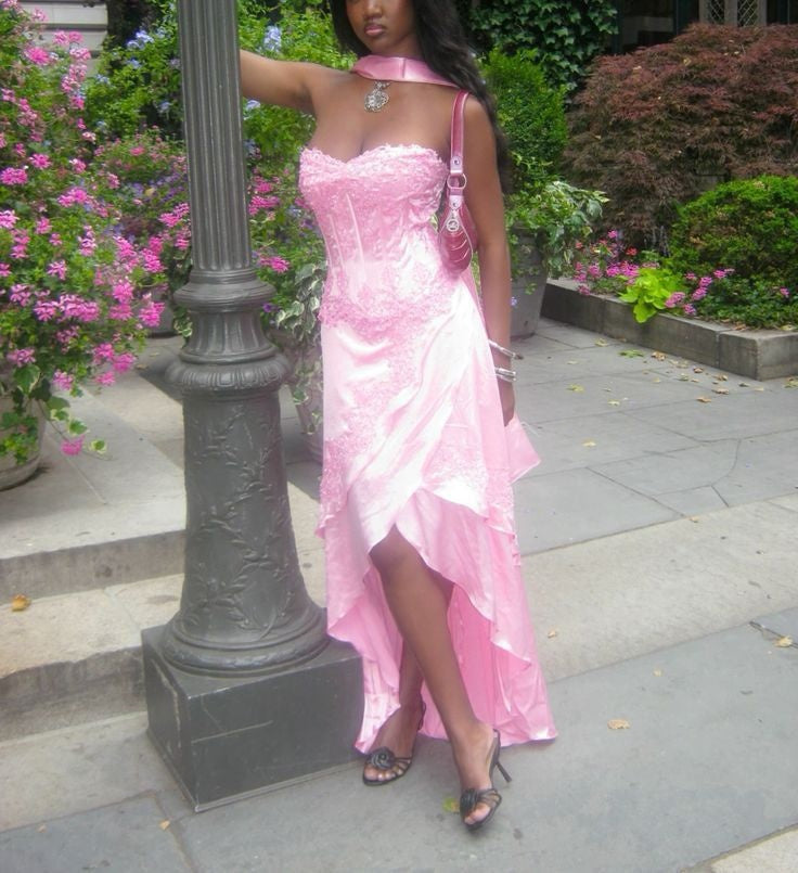 Pink Elegant Fashion Sweetheart Neckline Exquisite Beading Long satin lace Ruffled Ball Gown Evening Dress Party Dress gh3826