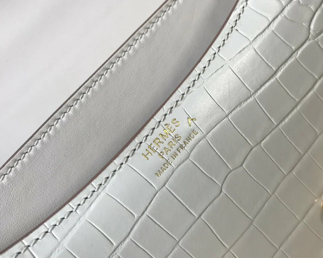 HMS Constance 23 Pattern Crocodile White Handbag