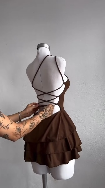 Brown Short Simple Party Dress Homecoming Dress cg25652