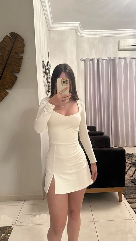 White long sleeves elegant party dress homecoming evening dress cg25297