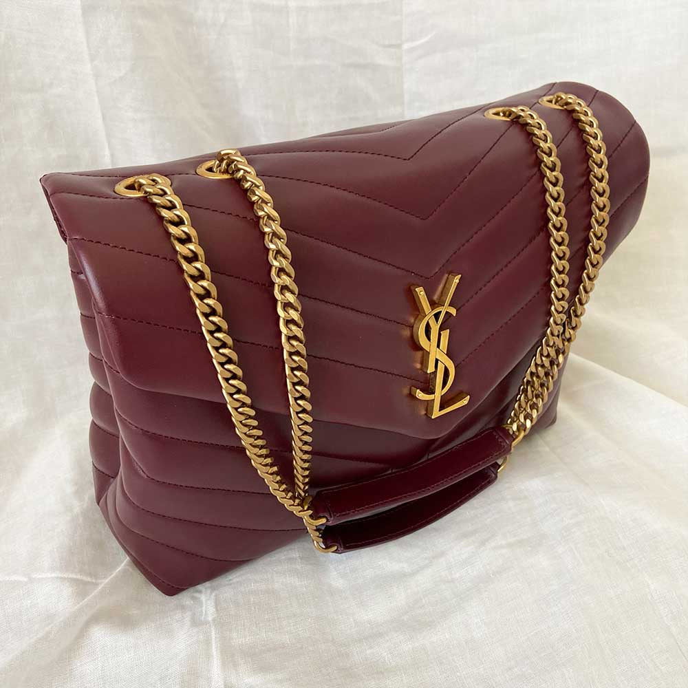 Saint Laurent Lou Medium Quilted Burgundy Shoulder bag