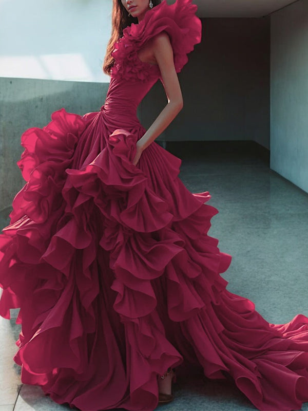 Three-dimensional Shape Solid Color Maxi Dress