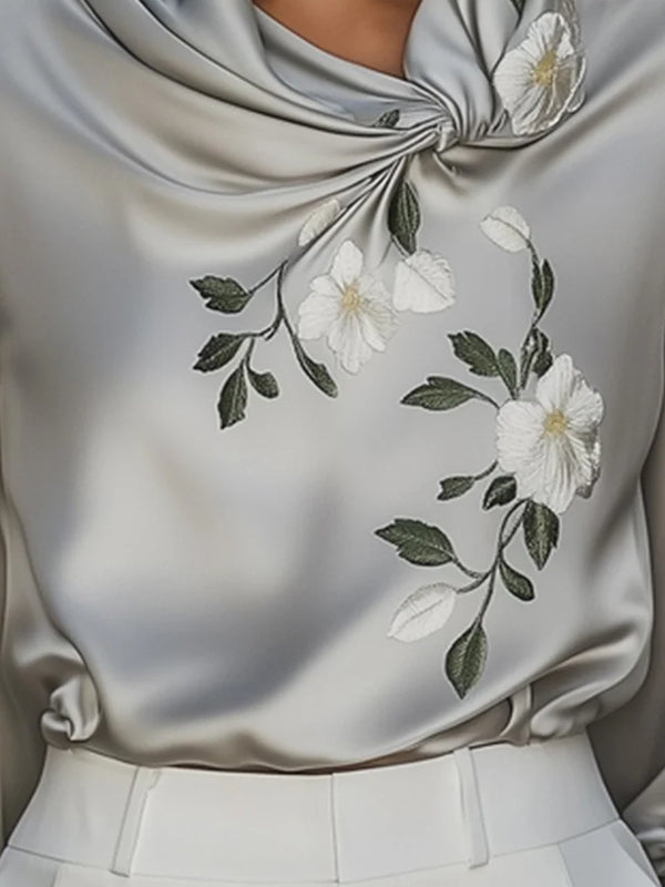 Elegant Satin Embroidered Shirt