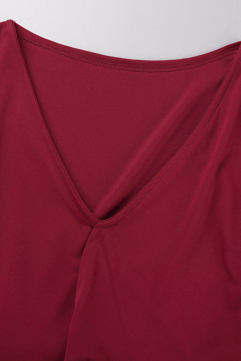 loveedsTM-Elegant Solid Slit Fold V Neck Evening Dress Dresses