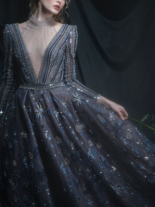 Deep V Temperament Embellished with Elegance Women's Gown