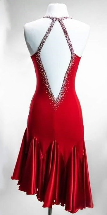 Red Beaded Elegant Fashion Short Satin Homecoming Dress Prom Dress Evening Dress gh4226
