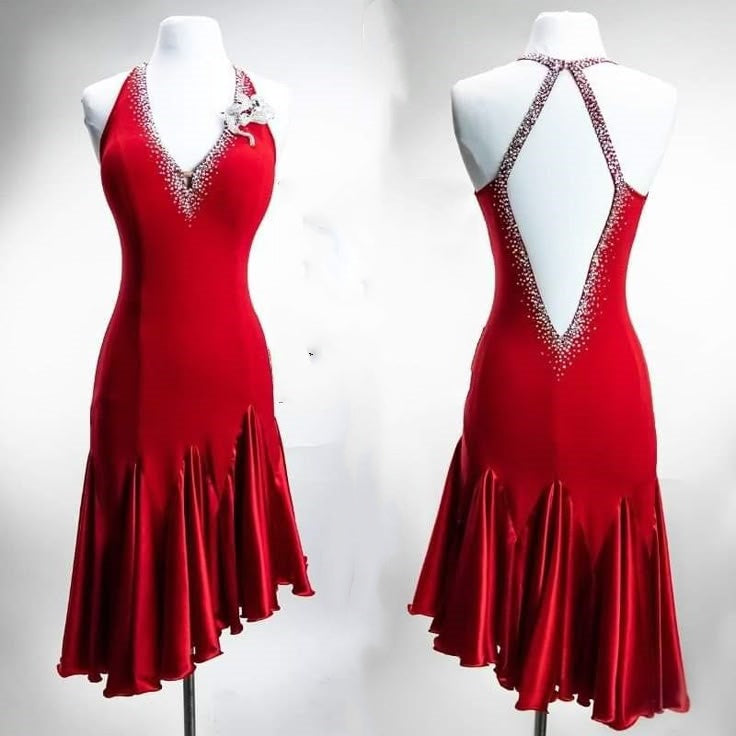 Red Beaded Elegant Fashion Short Satin Homecoming Dress Prom Dress Evening Dress gh4226