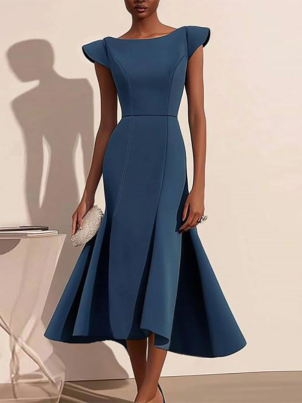 Blue Sleeveless Midi Dress