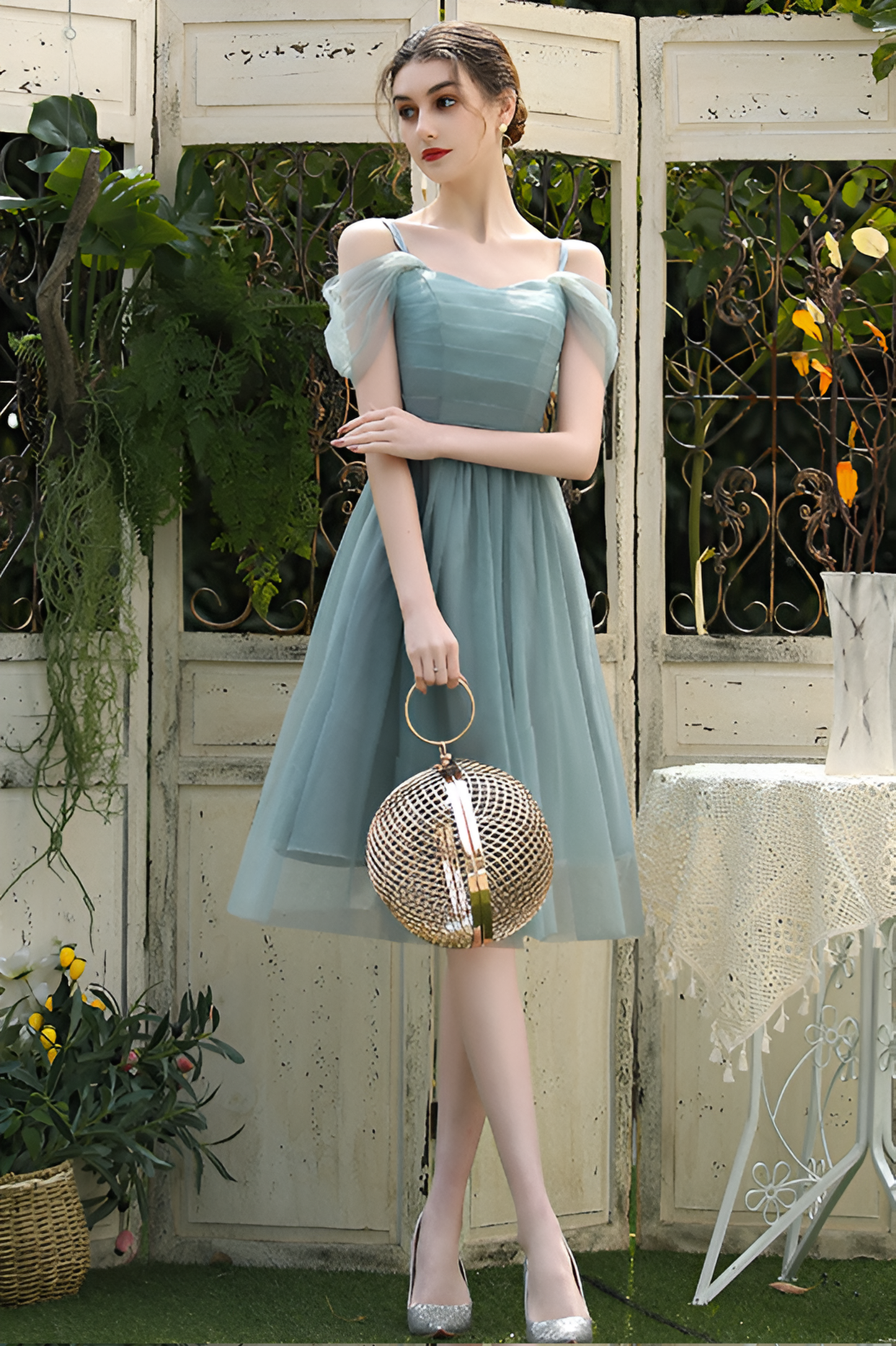 loveedsTM-Elegant Mesh Bridesmaid Dress