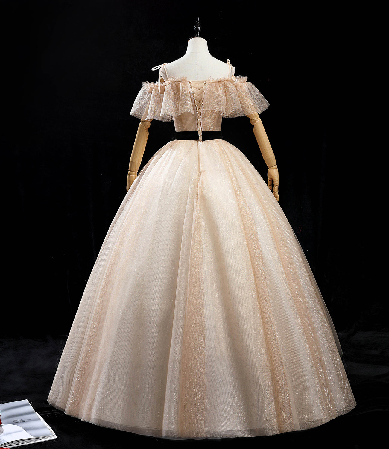 Champagne tulle sequins long prom dress formal dress  10458