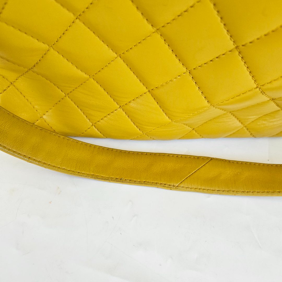 Chanel Yellow Vintage Shoulder Small Shopper Tote