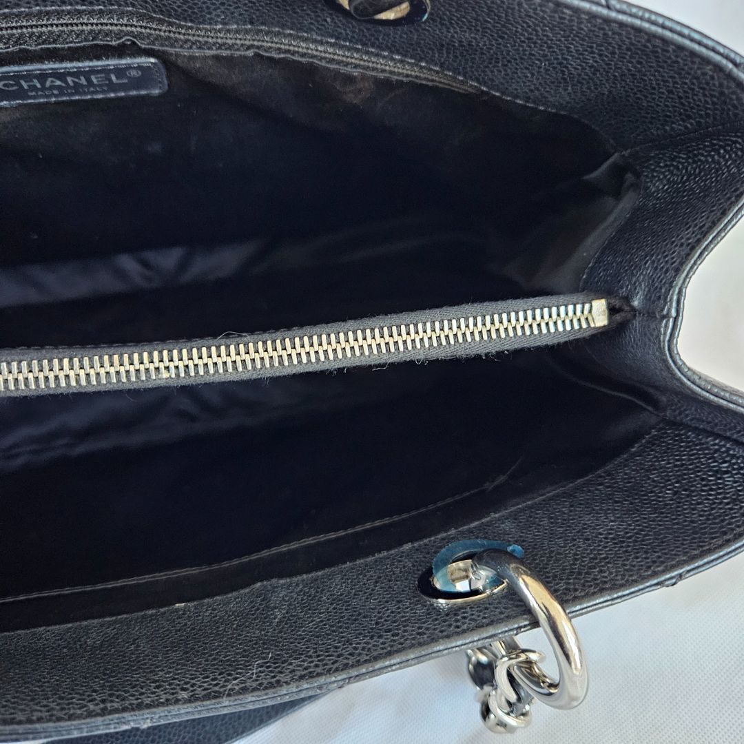 Chanel black GST tote bag caviar