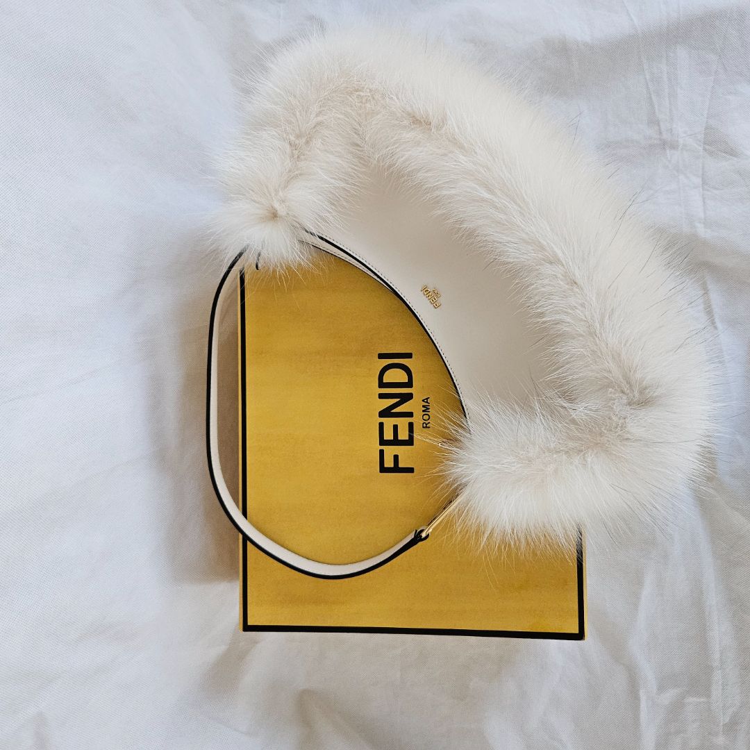 Fendi O'Lock Swing Fox Fur Lined Shoulder Bag