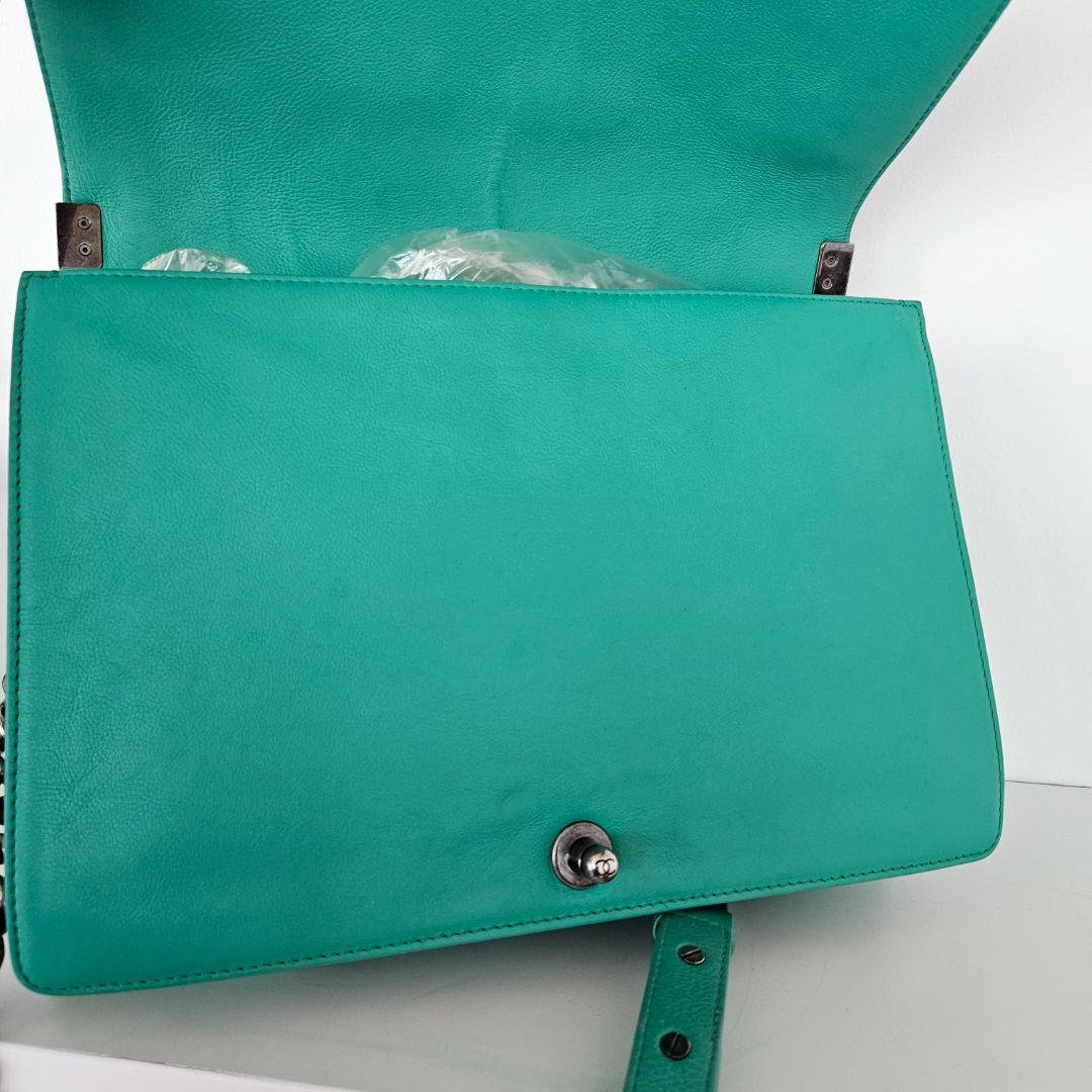 Chanel Green Large Quilted Leather Le Boy Bag