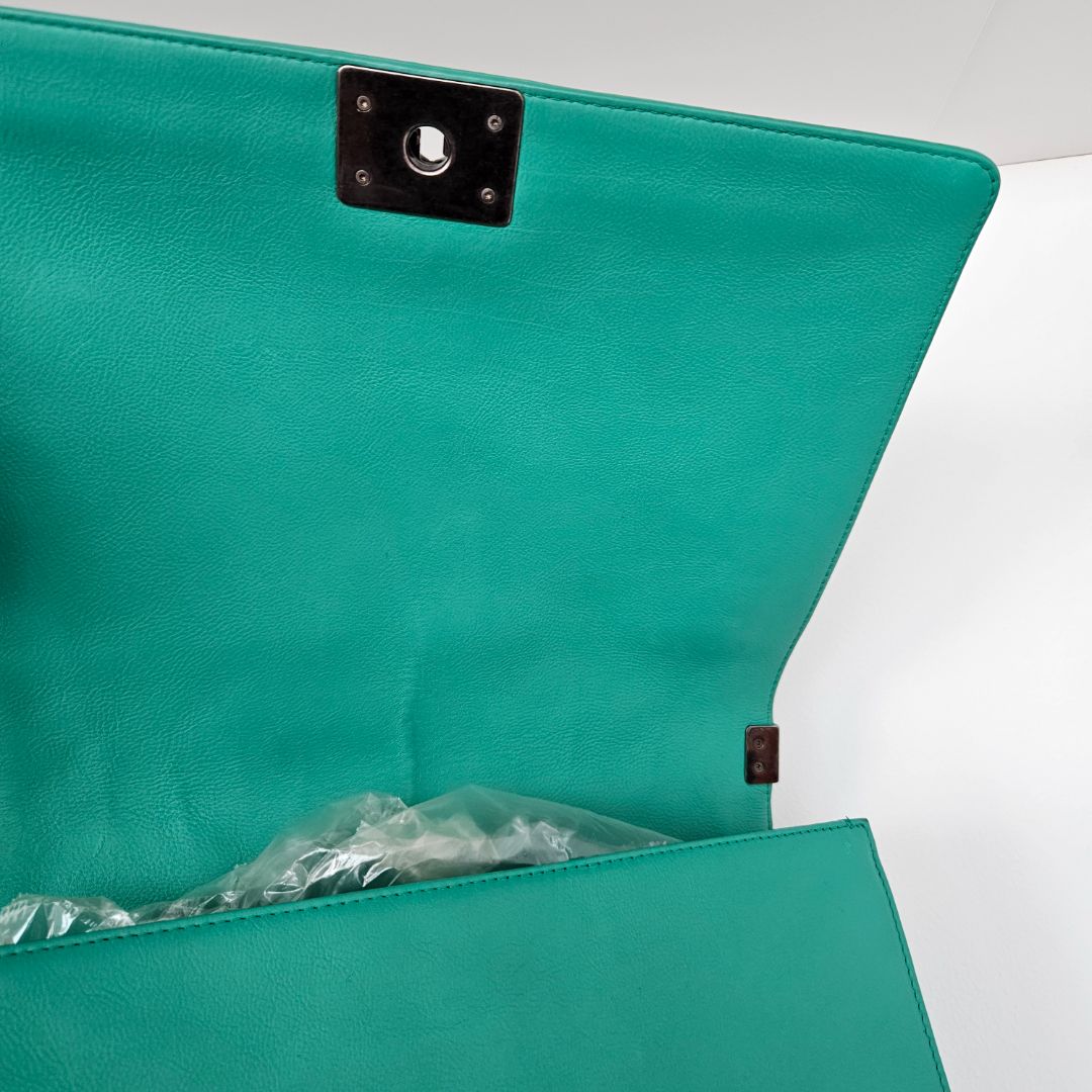 Chanel Green Large Quilted Leather Le Boy Bag