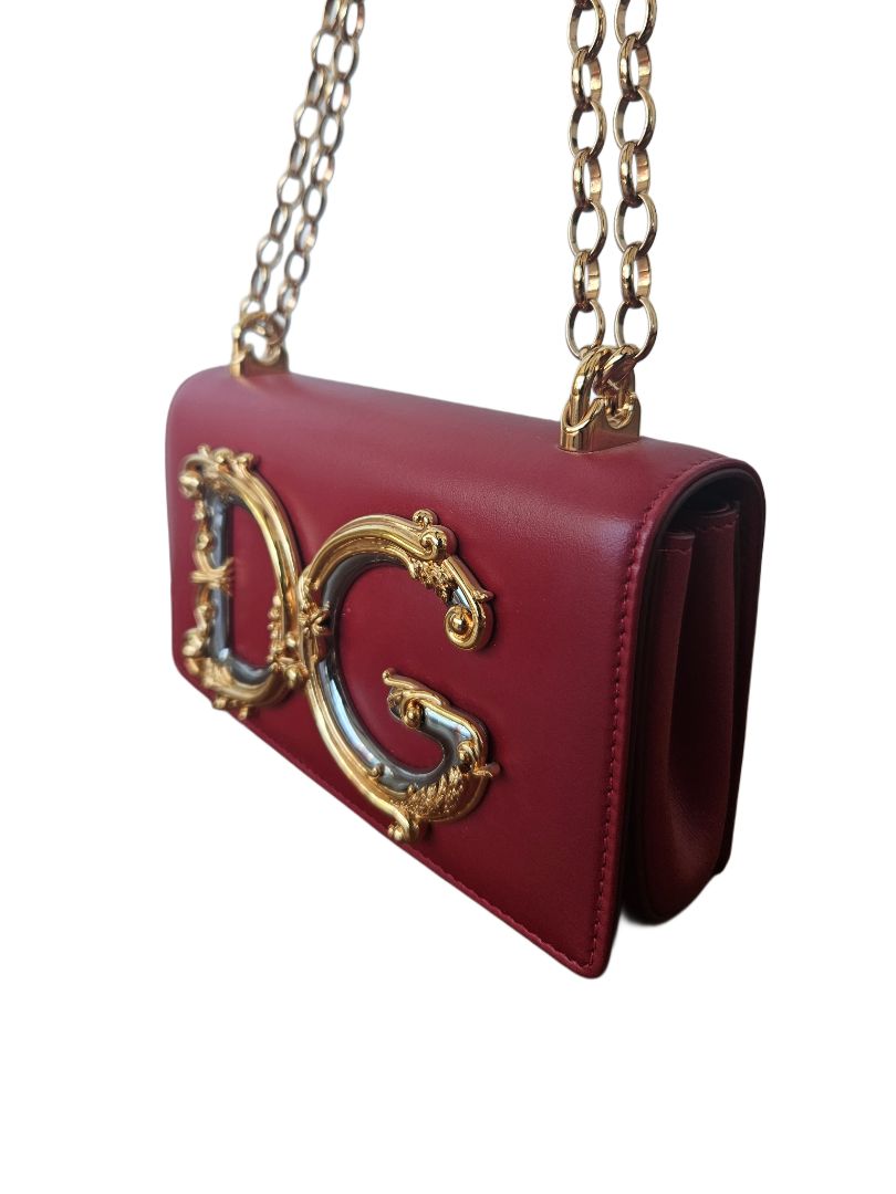 Dolce & Gabbana Red Small DG Girls Crossbody Leather Bag