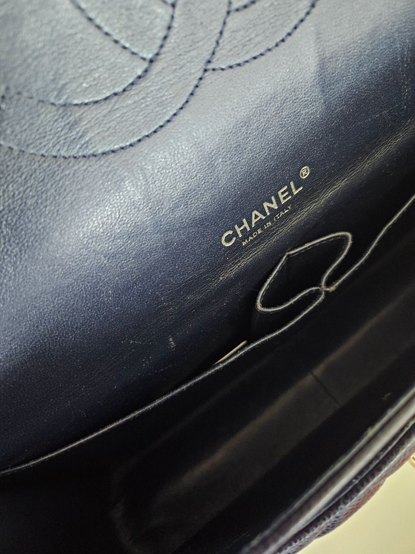 Chanel Navy Blue Caviar Leather Classic Double Flap Bag