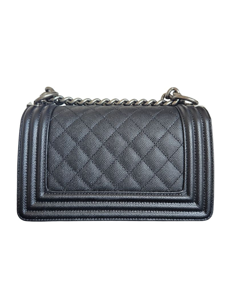 Chanel Black Quilted Caviar Leather Le Boy Flap Small Bag