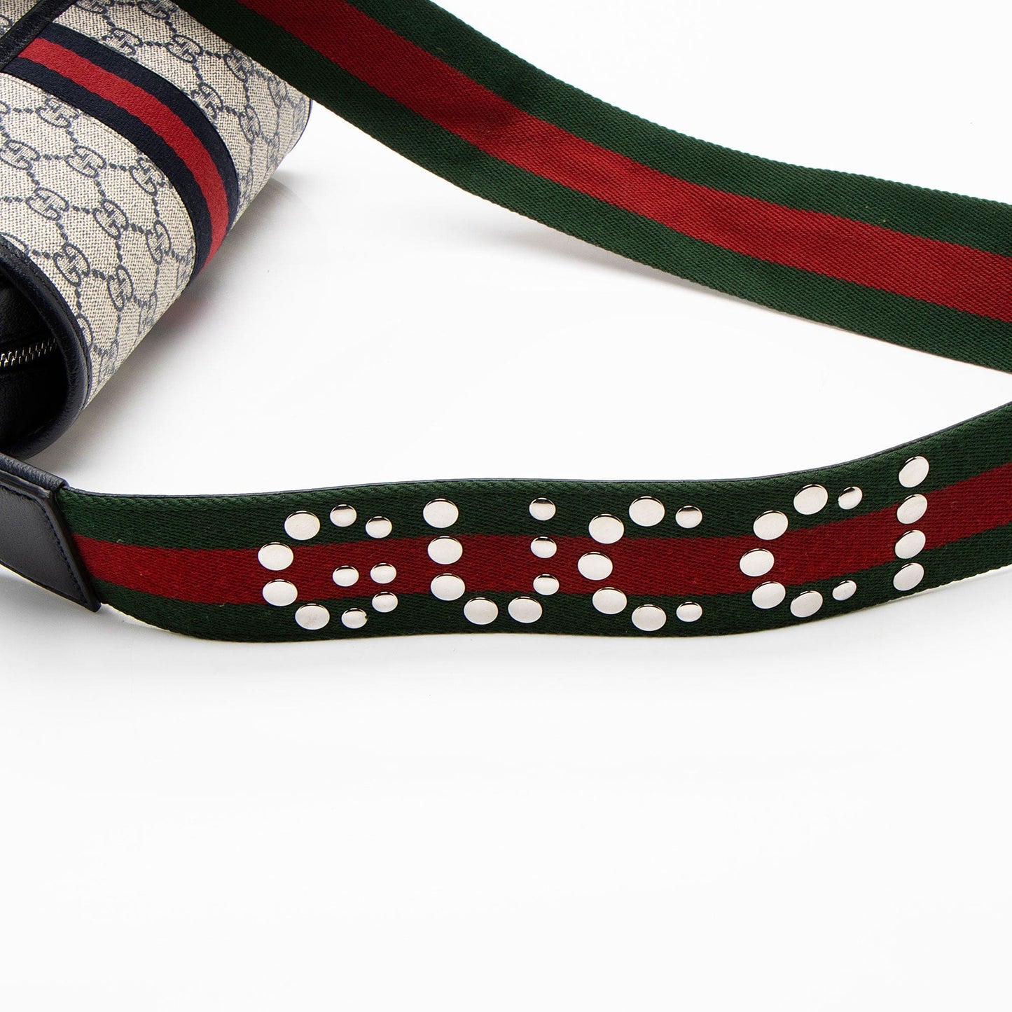 Gucci GG Supreme Ophidia Studded Web Flap Small Messenger