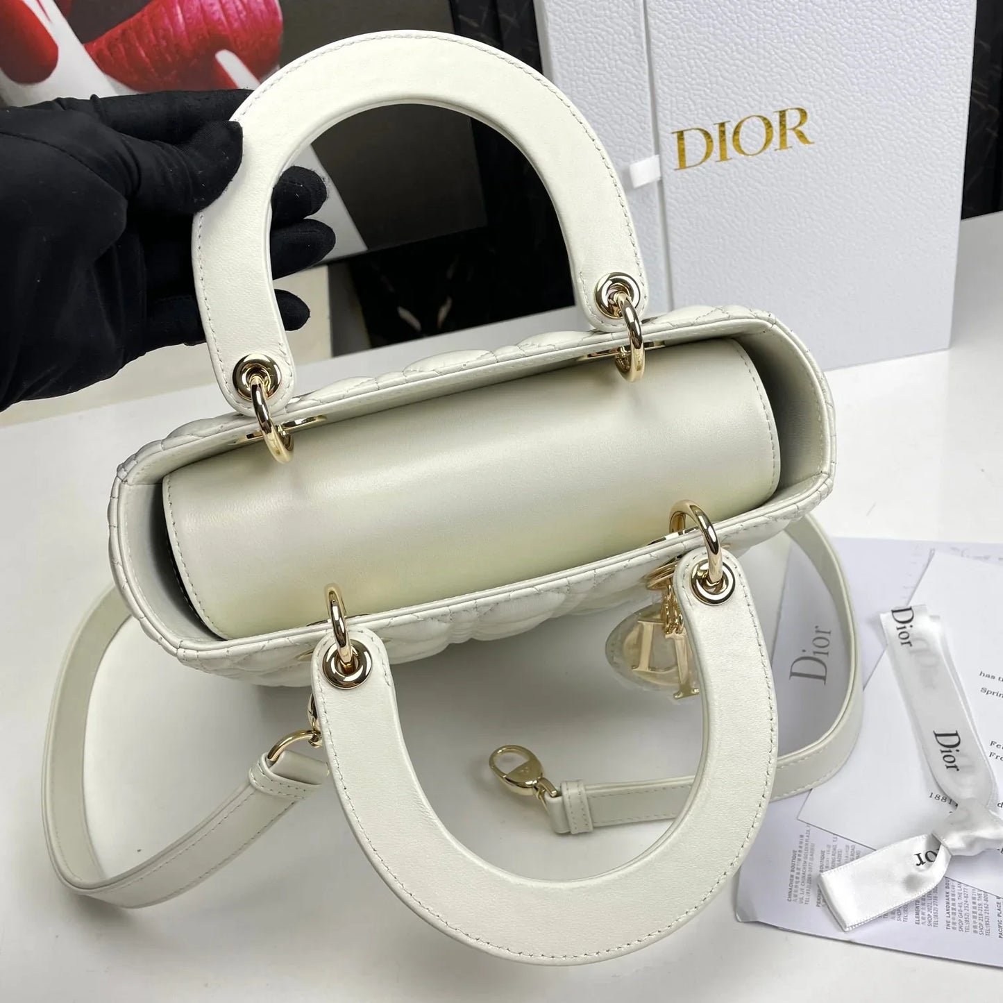 Dior Lady Medium White Bag 24cm