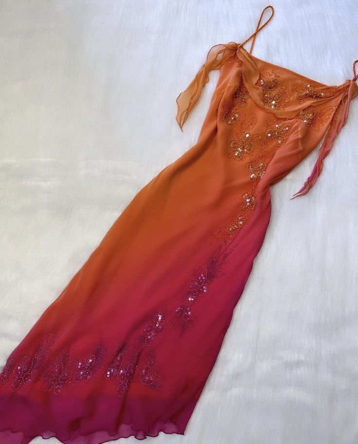 Orange Gradient Fashion Exquisite Beaded Long Tulle Ball Gown Evening Dress Party Dress gh3184