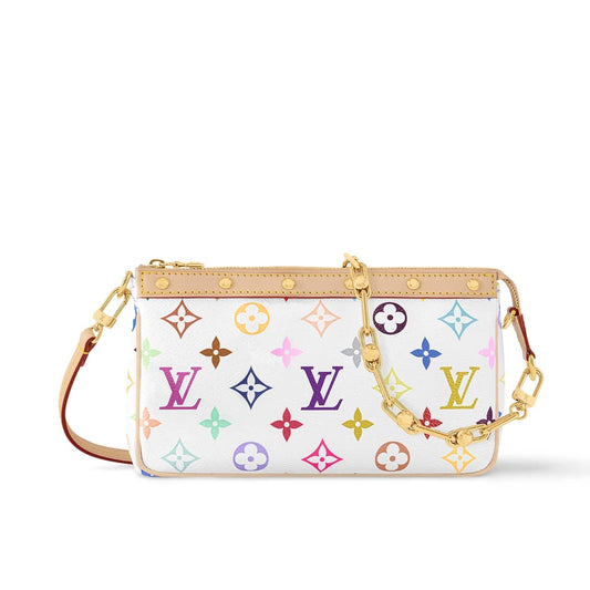 LOUIS VUITTON X TAKASHI MURAKAMI POCHETTE ACCESSORIES MULTICOLORE BLANC 21CM M13404