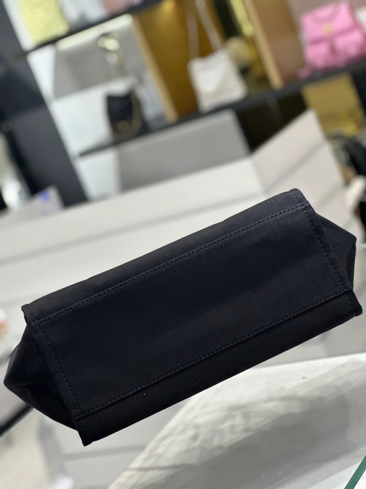 Chanel Natural Canvas and Black Leather Large Pearl Deauville Tote - 30x39x22cm