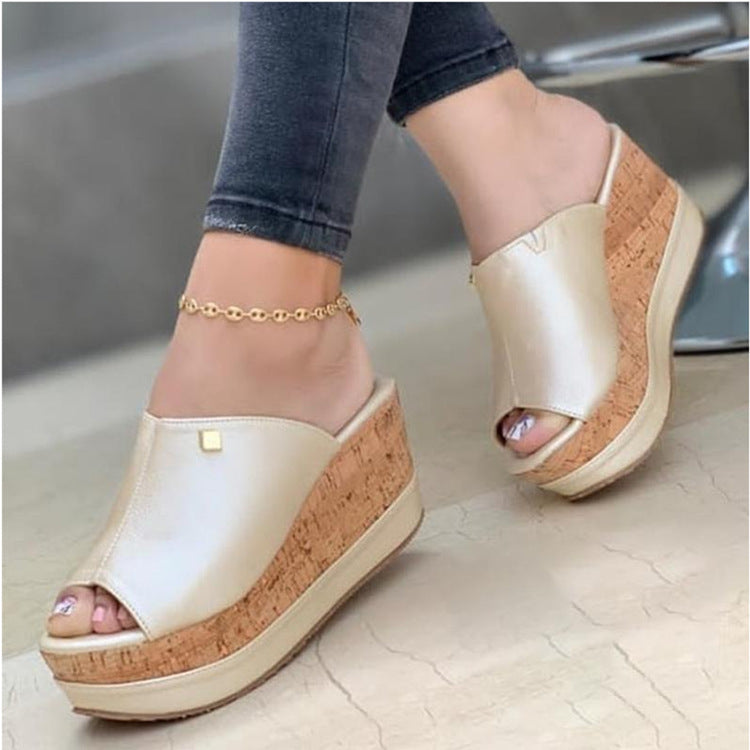 Solid color wedge sandals
