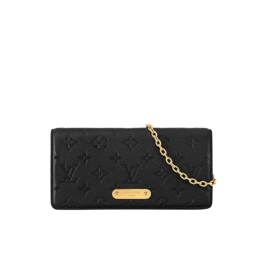 LOUIS VUITTON WALLET ON CHAIN LILY MONOGRAM EMPREINTE BLACK 22CM M46919