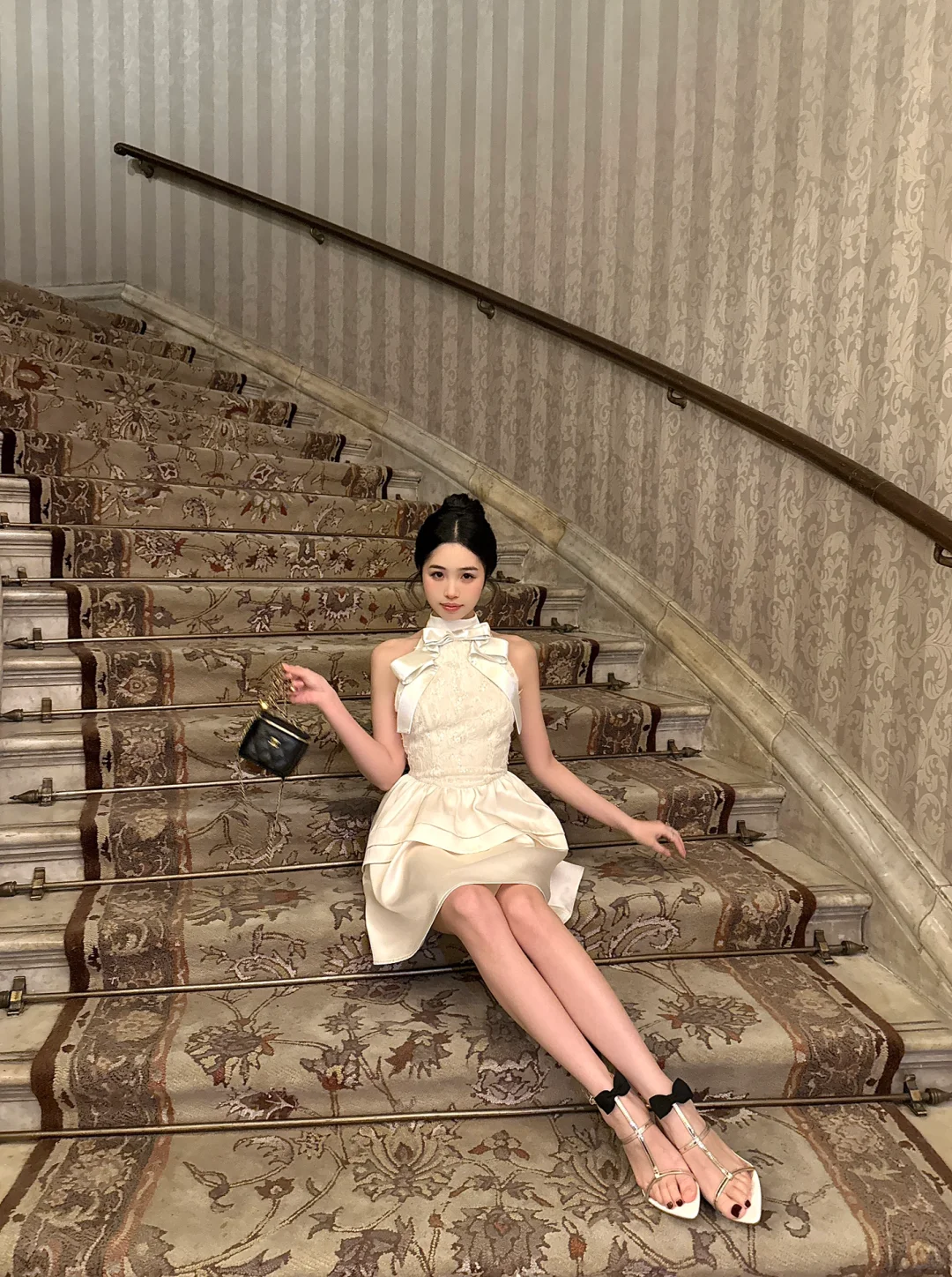 Open Back A Line Halter Bow Lace Ivory Satin Short Birthday Dress Homecoming Dress SH3401