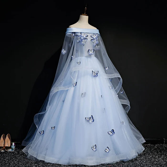 Beautiful Light Blue Ball Gown Lace-Up Party Dress, Blue Prom Dress cg14242