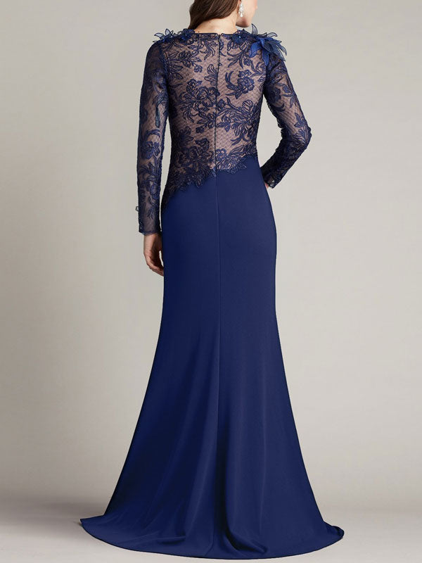 Delicate Floral Illusion Evening Gown