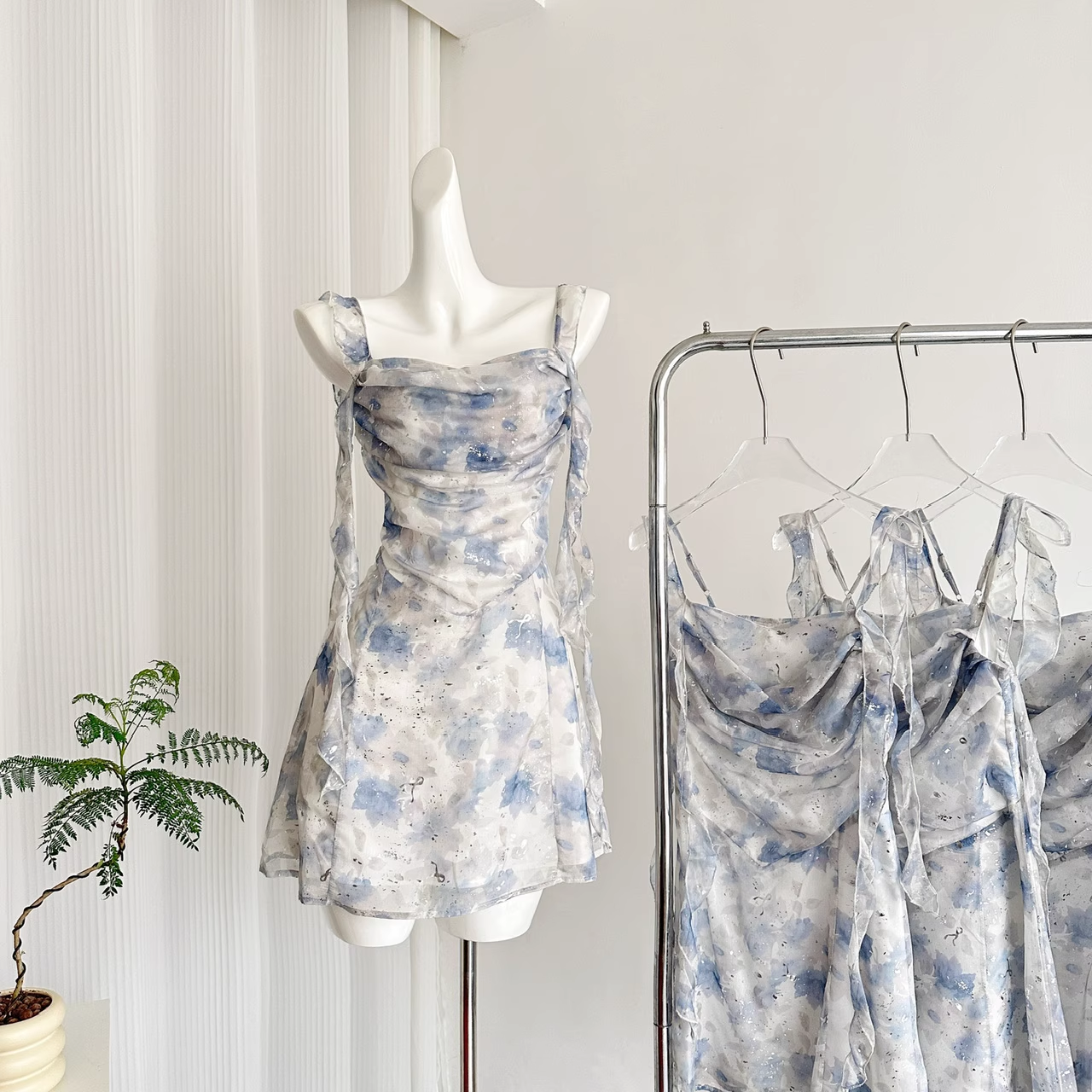 Classy Floral A Line Short Party Dress Vacation Dress S289