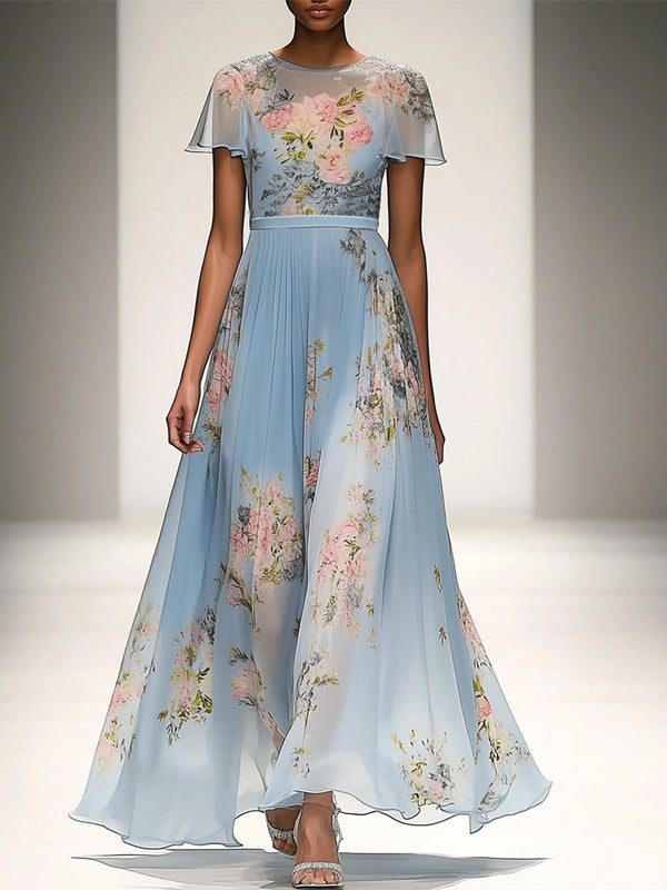 Elegant Floral Printing Maxi Dress