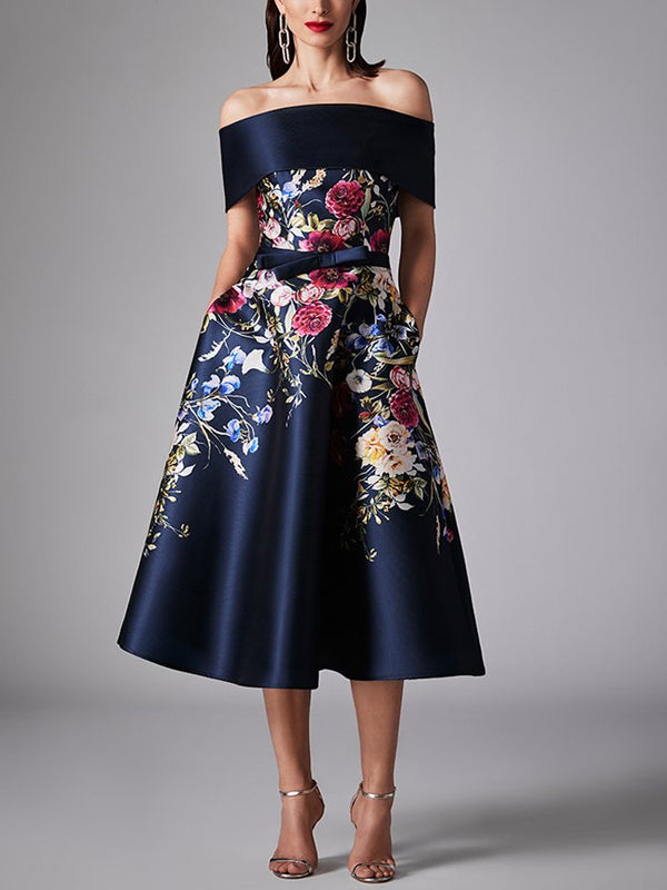 Bandeau Print Midi Dress