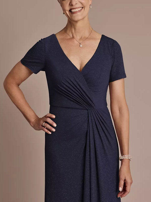 Twist Front Glitter Knit Sheath Dress